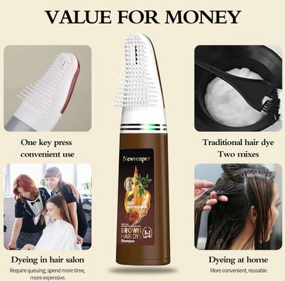 4-in-1 Hair Dye Hair Color Shampoo，Dark Brown 200 ML
