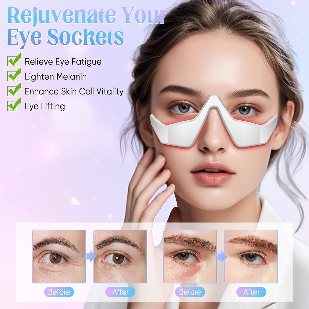 Urbanomax eye massager with ergonomic design, featuring soft padding and control buttons for soothing eye relief and relaxation.