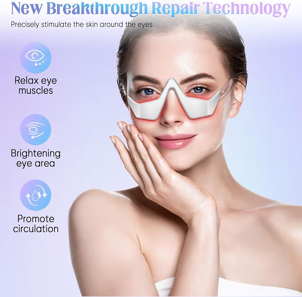 Urbanomax Eye Massager in black with adjustable straps, designed for soothing eye relief and relaxation.