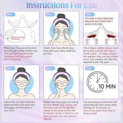 Urbanomax™️ Eye Massager showing a sleek black device with adjustable straps and control buttons for relaxing eye massage.