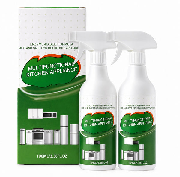 URBANOMAX multipurpose enzyme foam cleaner bottle with nozzle for cleaning various surfaces, showing foam and spray application.