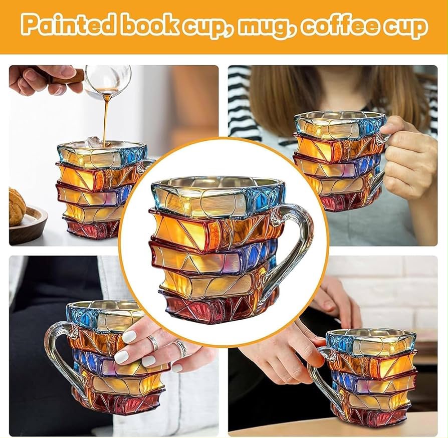 3d Painted Books Coffee Mug
