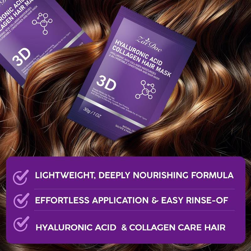 5Pcs-3D Hyaluronic Acid & Collagen Hair Mask 30g