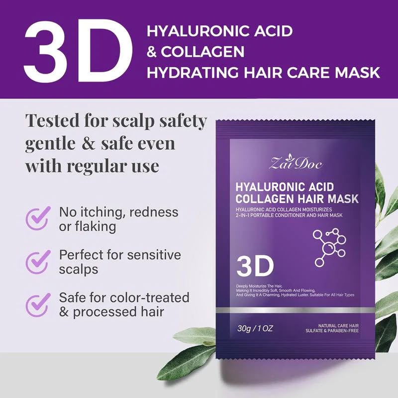 5Pcs-3D Hyaluronic Acid & Collagen Hair Mask 30g