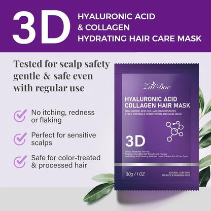 5Pcs-3D Hyaluronic Acid & Collagen Hair Mask 30g