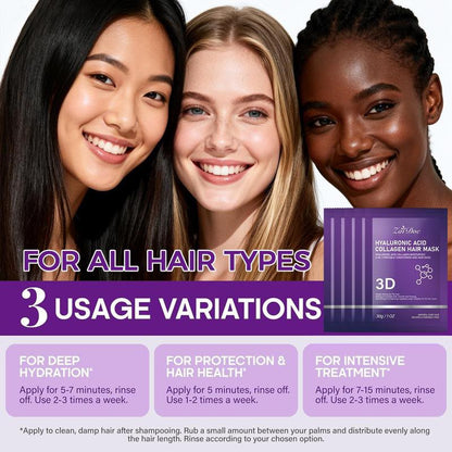 5Pcs-3D Hyaluronic Acid & Collagen Hair Mask 30g