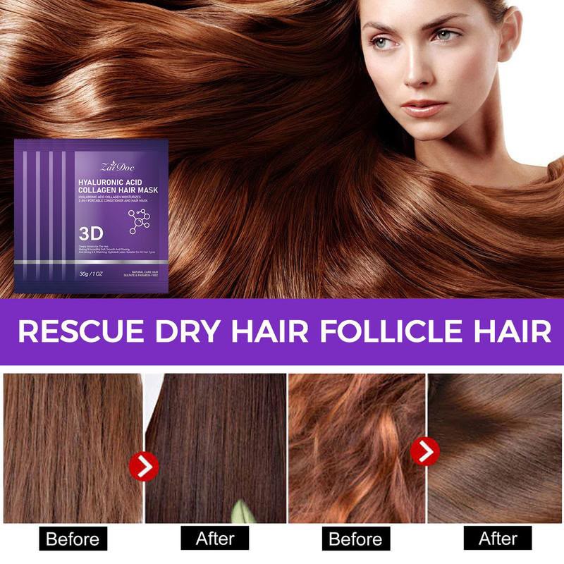 5Pcs-3D Hyaluronic Acid & Collagen Hair Mask 30g