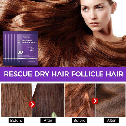 5Pcs-3D Hyaluronic Acid & Collagen Hair Mask 30g