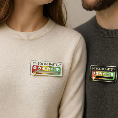 Urbanomax Social Battery Pin™ Christmas-themed pin featuring festive design and bright colors, ideal for holiday accessories.