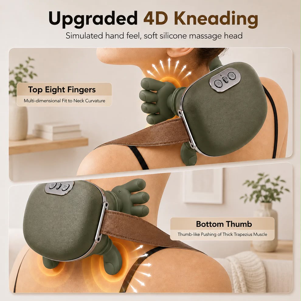 URBANOMAX Neck & Shoulder Pro massage device showing ergonomic design and adjustable settings for targeted relief.