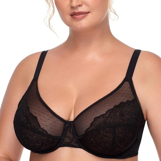 UrbanOMAX women’s full coverage minimizer underwire bra with festive Christmas design, providing support and comfort.