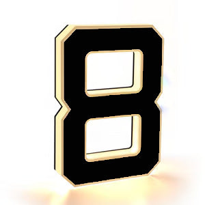 Christmas LED acrylic doorplate number light with illuminated festive design for holiday decoration on front door.