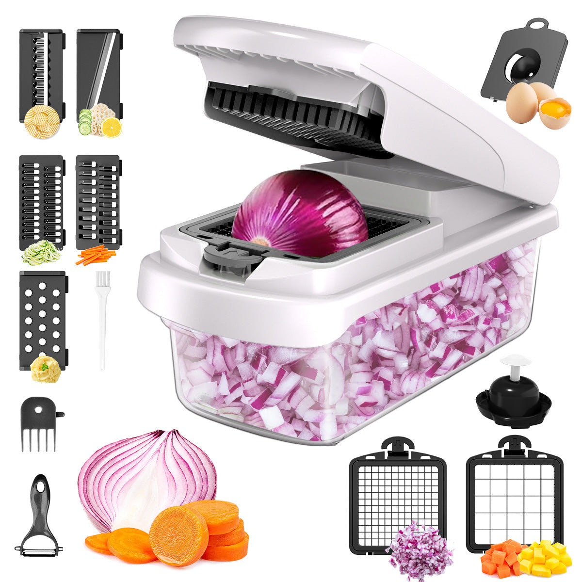 Christmas-themed multifunction vegetable cutter with colorful blades and festive design, perfect for holiday kitchen prep.