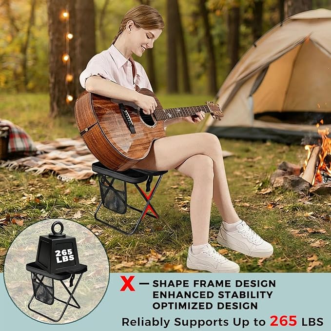 URBANOMAX portable chair folded in carrying bag, compact outdoor seating with adjustable straps for easy transport.