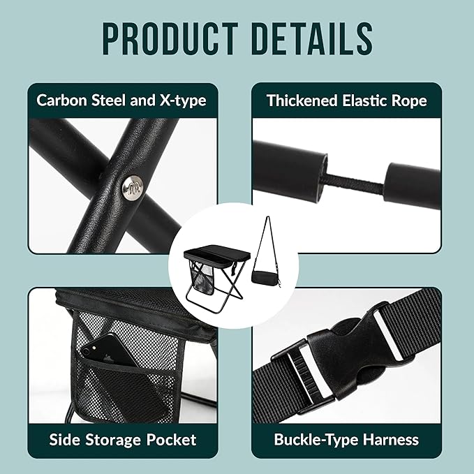 Urbanomax portable chair folded in a compact bag, lightweight and easy to carry for outdoor seating and camping.