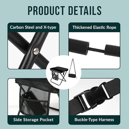 Urbanomax portable chair folded in a compact bag, lightweight and easy to carry for outdoor seating and camping.
