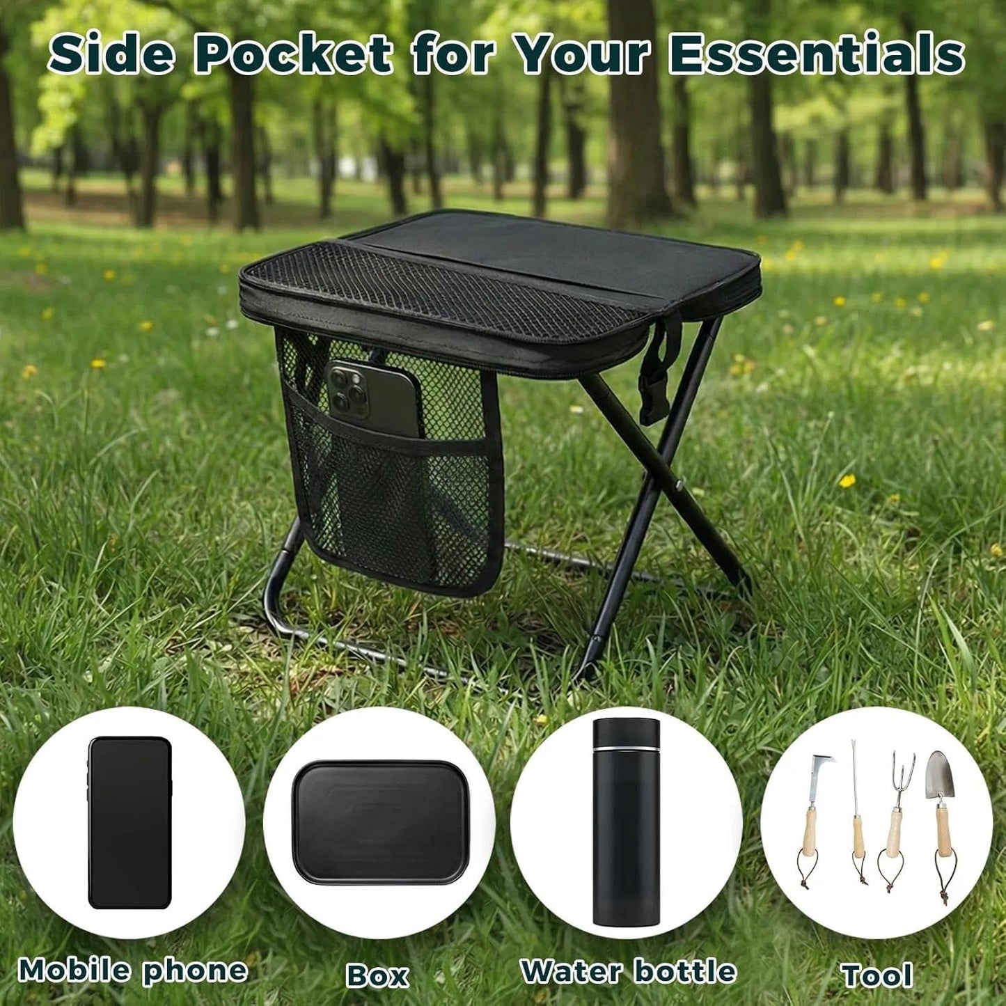 Urbanomax portable chair packed in a compact bag, lightweight and foldable for easy outdoor seating and travel use.