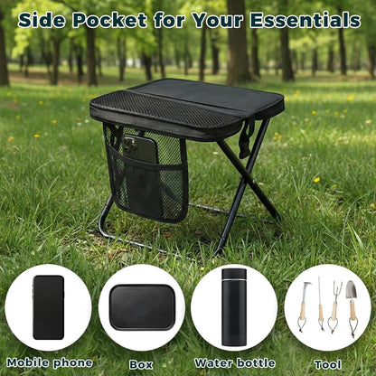 Urbanomax portable chair packed in a compact bag, lightweight and foldable for easy outdoor seating and travel use.