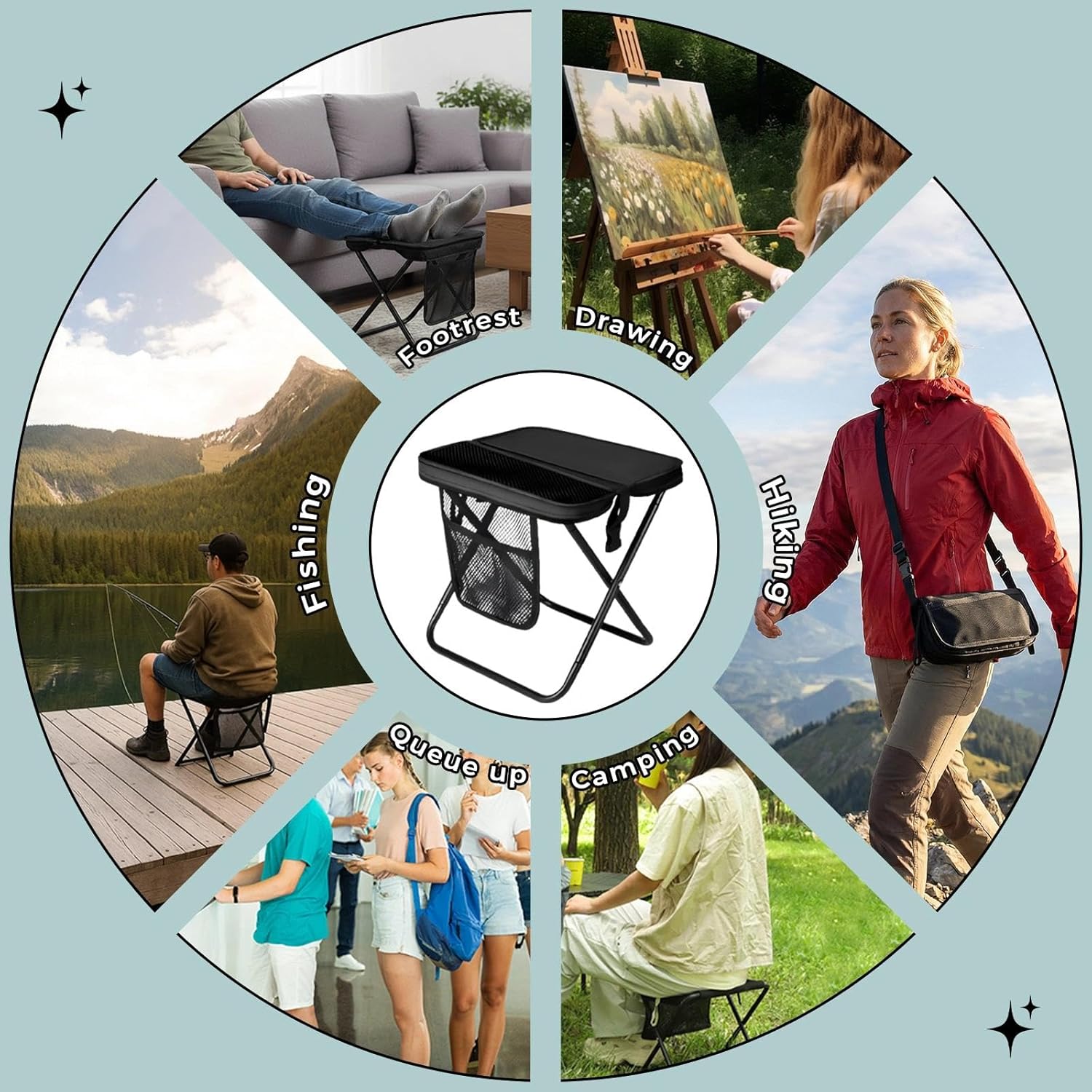 URBANOMAX portable chair folded in a carrying bag, lightweight outdoor seating for camping or picnics