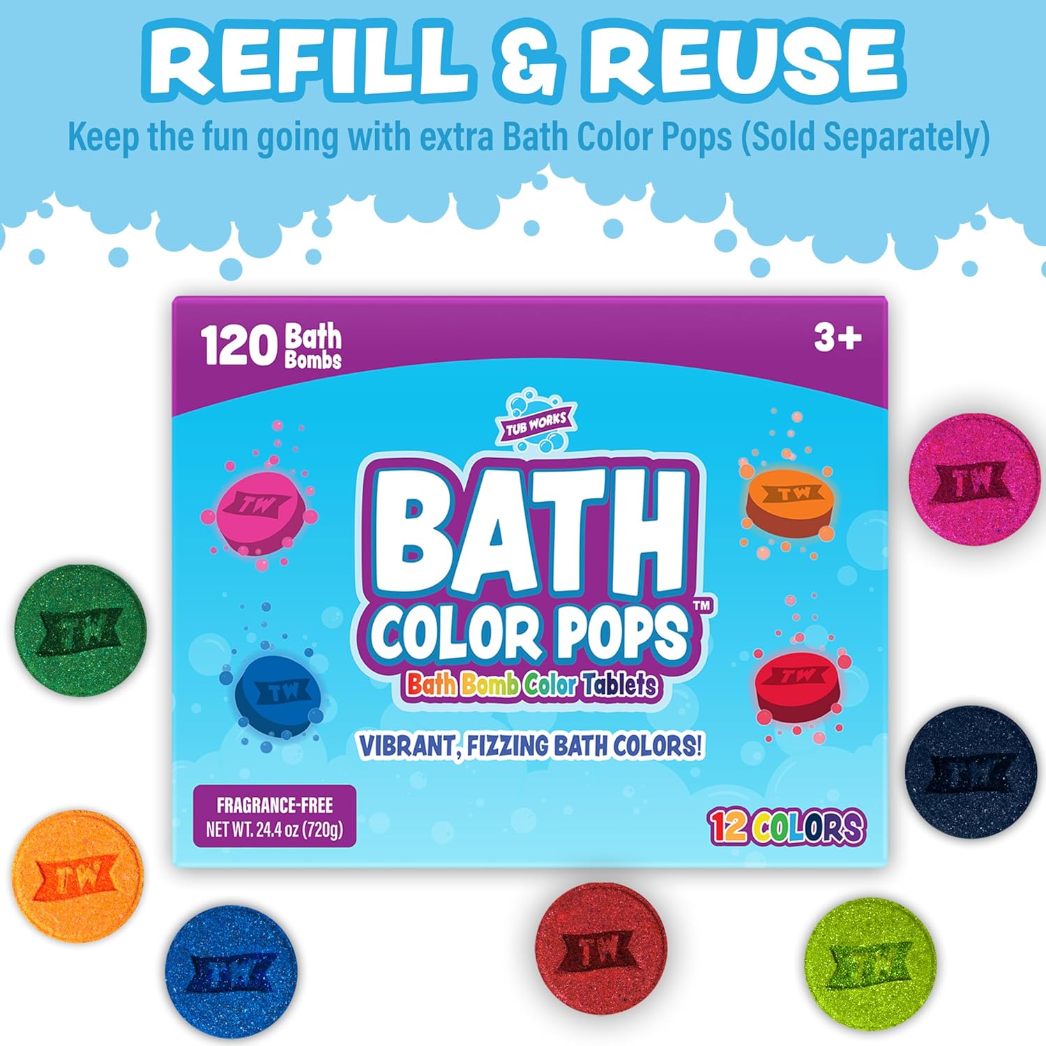 URBANOMAX Bath Color Brush™ Kids, colorful bath brush with soft bristles and ergonomic handle for children’s bath time fun.