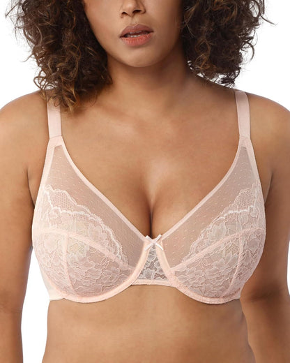 Urbanomax women's full coverage minimizer underwire bra with festive Christmas-themed lace and supportive design.