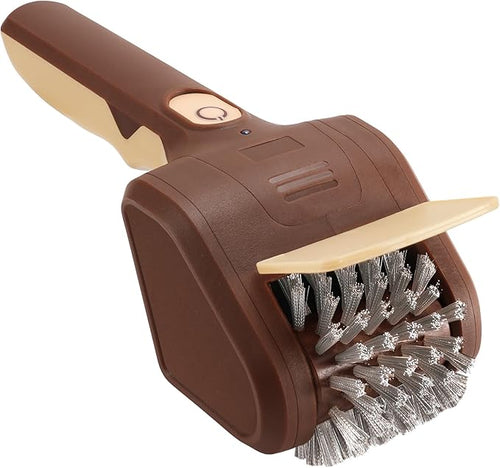 Urbanomax electric grill brush with stainless steel bristles and ergonomic handle for cleaning barbecue grills efficiently.
