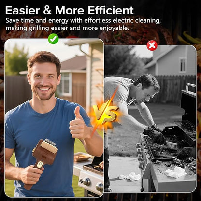 URBANOMAX electric grill brush with stainless steel bristles for cleaning barbecue grills effectively