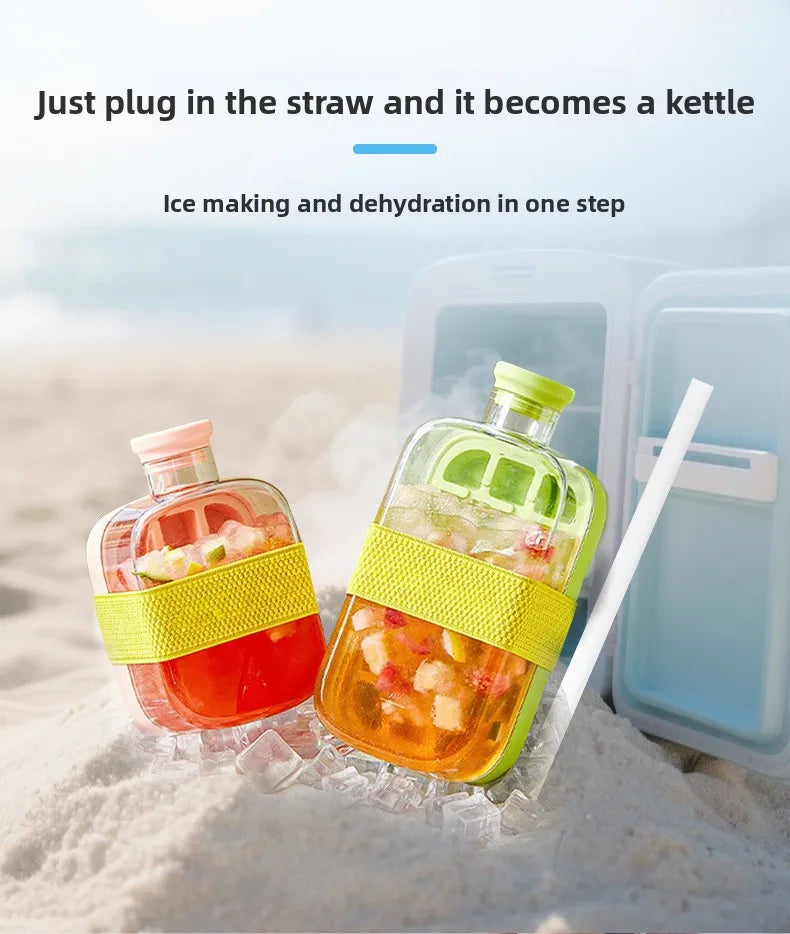 Urbanomax™ Ice Bottle Tray with multiple compartments, designed for freezing bottles and keeping drinks cold.