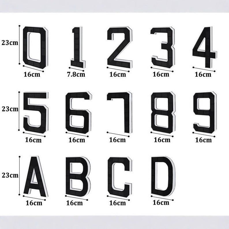 Solar powered digital house number plate with Christmas-themed design by URBANOMAX, illuminated display for outdoor address visibility.