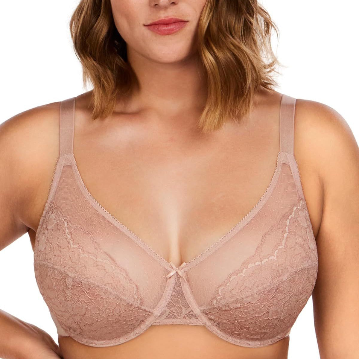 Urbanomax women's full coverage minimizer underwire bra in festive Christmas design, providing support and shaping.