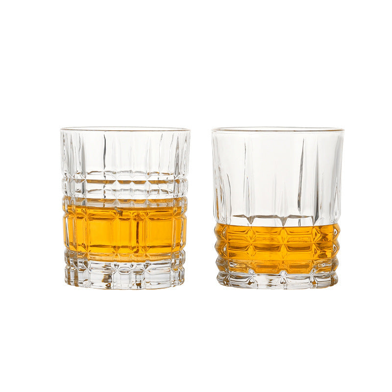 Clear glass whiskey cup with a festive Christmas design, perfect for holiday gatherings and seasonal celebrations.