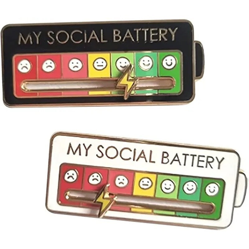 Christmas Social Battery Pin™ featuring festive holiday design, perfect for Christmas accessories and seasonal fashion.