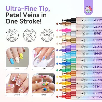 URBANOMAX 12-color nail polish pens set with vibrant shades and fine tips for precise nail art and DIY manicures.