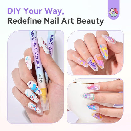 Urbanomax 12-color nail polish pen set with colorful pens on a white background, showcasing vibrant nail art tools.