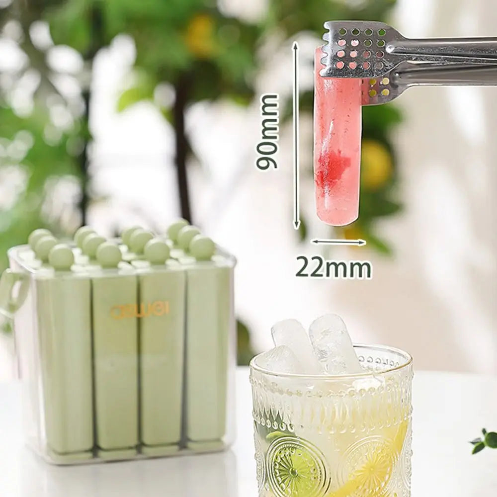 Urbanomax silicone popsicle mold with lid showing colorful frozen popsicles ready for freezing.