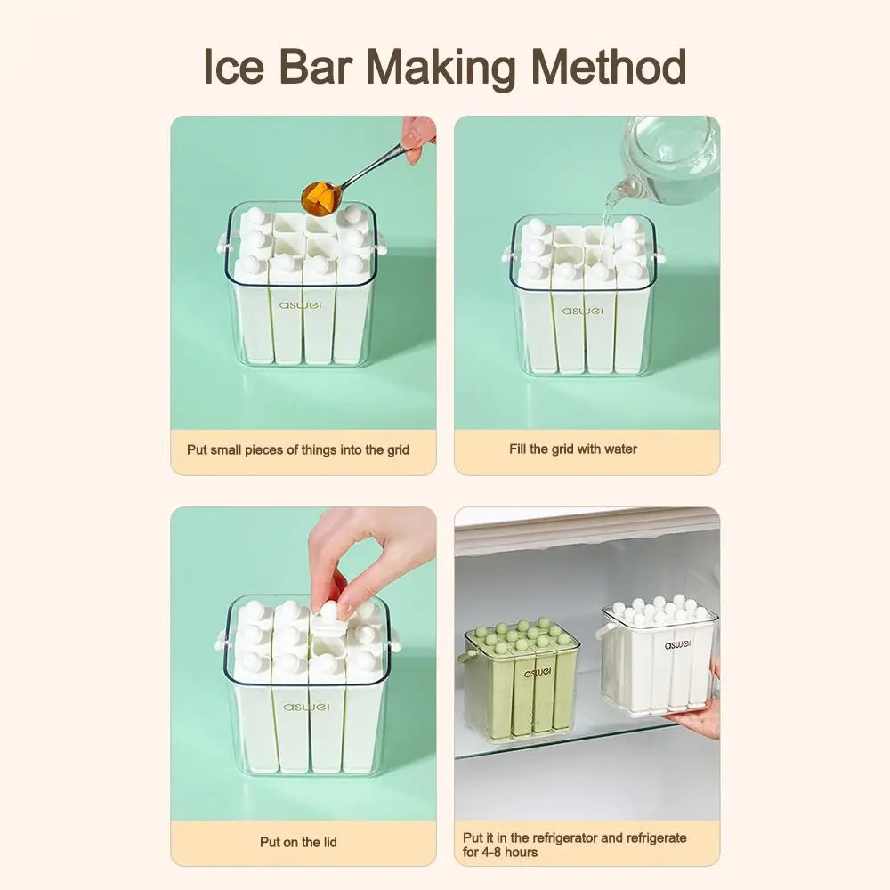 Urbanomax silicone popsicle mold with lid, showing colorful frozen popsicles ready to enjoy in a versatile kitchen tool.
