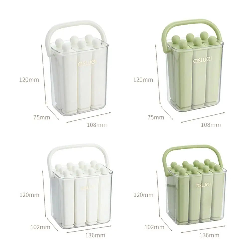Urbanomax silicone popsicle mold with lid showing colorful frozen popsicles ready for making homemade frozen treats.