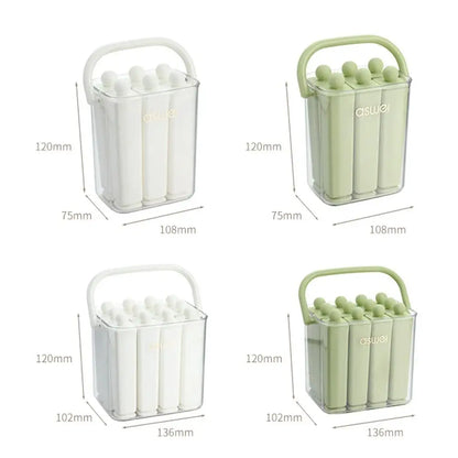Urbanomax silicone popsicle mold with lid showing colorful frozen popsicles ready for making homemade frozen treats.