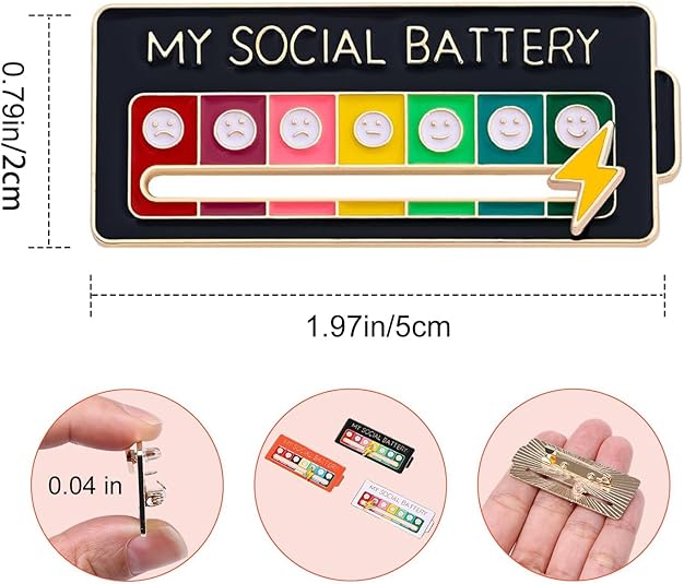 URBANOMAX Social Battery Pin™ with Christmas-themed design, featuring vibrant colors and festive details, perfect for holiday accessories.