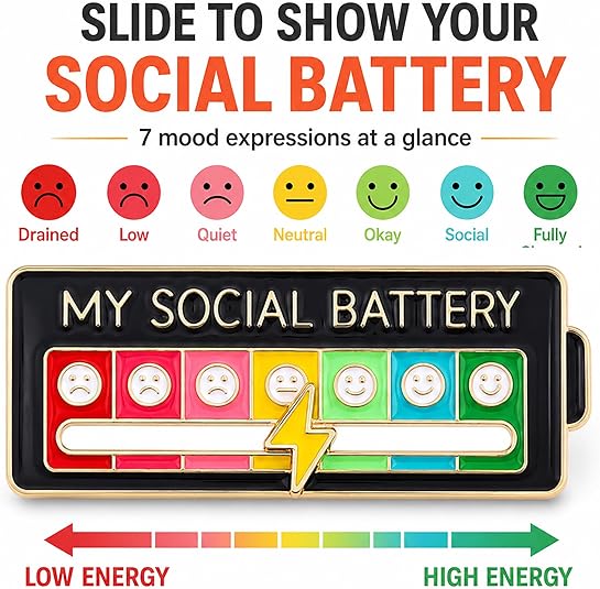URBANOMAX Social Battery Pin™ with Christmas design, featuring festive holiday-themed elements in a stylish lapel pin.
