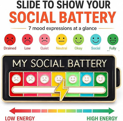 URBANOMAX Social Battery Pin™ with Christmas design, featuring festive holiday-themed elements in a stylish lapel pin.