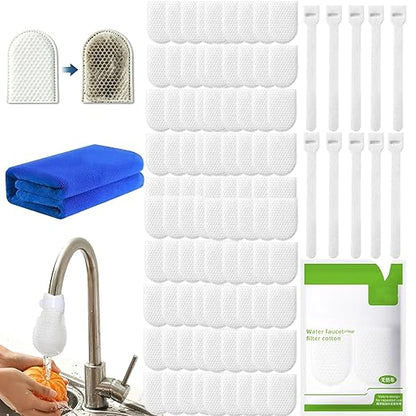URBANOMAX 2026 New Faucet Filter Cotton Bag attached to kitchen tap for water filtration and sediment removal.