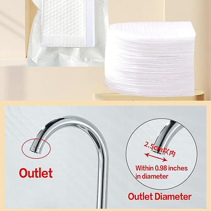 URBANOMAX 2026 New Faucet Filter Cotton Bag attached to tap, demonstrating water filtration and filter replacement process.